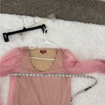 STAUD Sheer Tulle Shift Dress w/Beaded Bell Sleeves Nude Lining Size XS Photo 9