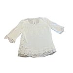 Brixon Ivy floral embroidered lace trimmed boho festival 3/4 sleeve blouse M Photo 9