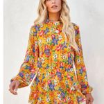 Endless Rose  Multicolor Floral Long Sleeve Tie Back Ruffle Romper Photo 0