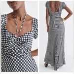 J.Crew NWT  collection neck tie gingham satin feel maxi dress Photo 2