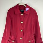 London Fog  Red Button Front Trench Coat Jacket Sz Medium Plaid Flannel Lined Photo 2