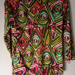 R.O.T. M Bold Tahiti Vibe Long Sleeved 70s Pullover Top in Orange Lime Black Size M Photo 1