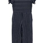 Jolt Women’s Black and White Striped Wide Leg Cropped Jumpsuit Photo 5
