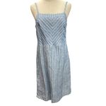 Banana Republic Striped Linen Blend Shift Dress 4 Blue White Sleeveless Summer Photo 1