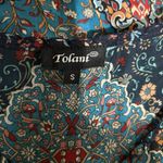 Tolani Shift Dress Small Multicolor Paisley Print Boho Silk Ruched Sleeves Photo 6
