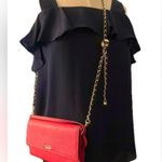 Adjustable Purse Chain Metal and Leather Strap Black Photo 0