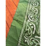 Vintage 60s 70s Green Paisley Bandana 100% Cotton Western Cowboy Handkerchief Photo 2