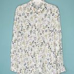 J.Jill Ivory Floral Button Front Peplum Rayon Top Long Sleeves Size Medium Photo 2