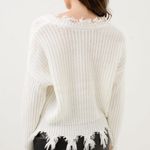 Revolve Love Tree Oversized distressed white knit sweater. Size Medium Photo 6