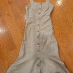 Banana Republic Button-Front Linen Blend Midi Dress – Size 2 – Taupe Photo 0