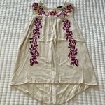 cupio  Light Tan Floral Gauze Tank W/Fly-away Back Size S Photo 0