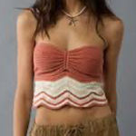 American Eagle  Outfitters Cropped Chevron Crochet Tube Top Size XL Boho Photo 0