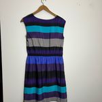 Loft Ann Taylor Blue Purple Gray Striped Colorblock Dress Photo 5