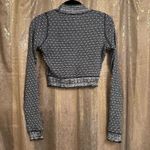 Free People Jan Black White Patterned Cropped Long Sleeve Top XS Photo 1