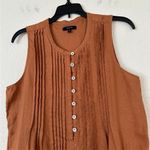 Quince  Women’s 100% European Linen Sleeveless Swing Dress Size Small Terracotta Photo 2
