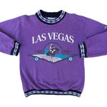 Vintage 90s Las Vegas Aztec Purple Graphic Pullover Crewneck Sweater Sweatshirt Size L Photo 0