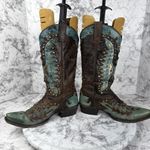 Stetson Thunderbird Studded Eagle Boot Size 7.5 Western Brown Turquoise Leather Photo 6