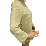 Ann Taylor Blouse Women’s Sz 6 Light Yellow Embroidered Top Semi Sheer V Neck Photo 6