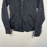 Gramicci Black Button-Up Womans Side Ruching Long Sleeves Top S Photo 3