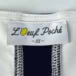 L’Oeuf Poché Long Sleeve Tennis Shirt White with Navy Accent Stripe Size XS Photo 8