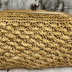 Vintage Tan Raffia Kiss Lock Clutch Purse Hand Made 50’s Summer Classic Vacation Photo 1