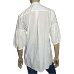 Retro Women’s Size M White Cotton Placket Henley Pocket Front Tunic Shirt Size M Photo 4