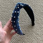 Blue Velvet Headband with Faux Pearls Photo 1