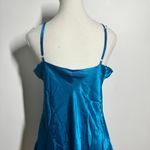 Solange Slip Dress Nightgown Women 14/16 Satin Blue Scoop Hem Flouncy Romantic Photo 4