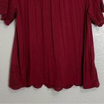 Knox Rose Cranberry Crinkle Eyelet Scallop Trim Summer Top, Sz XXL Photo 6