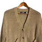 Ralph Lauren Polo  Tan Linen Knit Button Front Cardigan Sweater Size Medium Photo 5