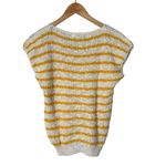 Rafaella Vintage Open Knit Striped Sweater Yellow White Size M Preppy Coastal Photo 4