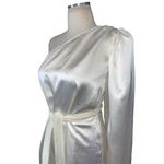 SELMACILEK One Sleeve Mini Dress in Ecru XSmall New Womens Satin Cocktail White Size XS Photo 5