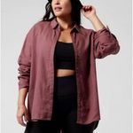 Athleta Tawny Rose Playa Linen Button Front Long Sleeve Oversized Shirt Size XL Photo 13