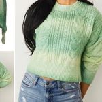 Love Tree Pistachio Ombre Oversized Cropped Cable Knit Sweater - L Photo 1