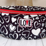 Brighton  Endless Love Belt Bag Black White Hearts Crossbody Fanny Pack Photo 0