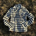 Loft Striped Double-Breasted Ribbed Knit Sweater Jacket Size Small Photo 2