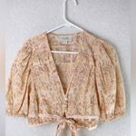 Cleobella  Boho Floral Puff Sleeve Tie-Front Blouse Top Size S - Amina Photo 1