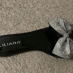 Liliana NWOT Black sole and Silver Studded Bow  Sandals Photo 2
