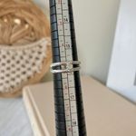 Silver Bamboo Promise Ring Engagement Band Clear Diamond Simple Elegant Earthy Jewelry Photo 8