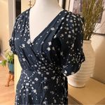 XIRENA Written In The Stars Voile Wrap Midi Dress Navy Blue Star Print Size S Photo 4