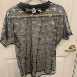 iHeartRaves Heart Raves Black Mesh Silver Butterflies Short Sleeve XS Blouse.       2606 Photo 5