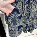 Fashion Union  Womens Romper sz M navy lace up neck long sleeve pockets Paisley Photo 3