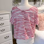 Wet Seal  Oversized Medium Pink Zebra Stripe Crop Top Comfy Shirt Womens Medium Photo 3
