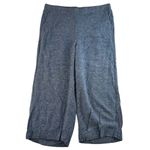 Terra & Sky  0X 14W Pants Linen Blend Cropped Wide Leg Culottes Blue Pull On Photo 1