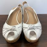 Franco Sarto  Womens Slingback Leather Peep-Toe Cork Wedge Sandals White Size 10M Photo 1