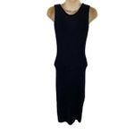 Good American Ribbed Maternity Belted Dress Womens 5 2XL Black Cotton Nylon Photo 4