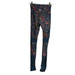 Yoga Democracy Leggings Small Womens Festival Denim Floral Multi Workout Gym 25" Blue Photo 1