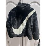 Nike Women’s Faux Fur Swoosh Jacket Black White DO3791-010 Size XS New Photo 7