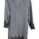 Joie  Silk Tunic Dress Women's Size XS Blue‎ Cream Geometric Long Sleeve V-Neck‌ Photo 0
