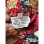 Benetton Floral Print Pant Sz 42 Elastic Waist 100% Cotton Made In Italy festive Red Photo 3